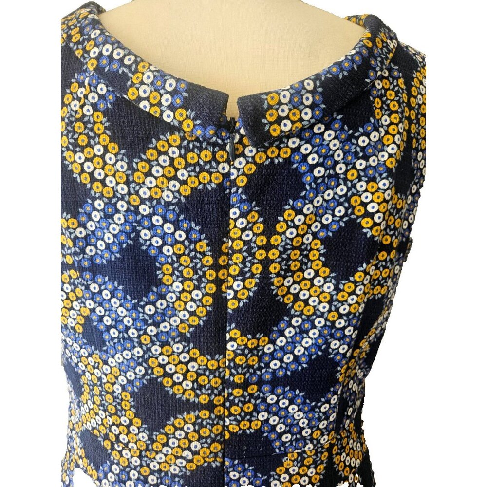 Boden Martha Sheath Dress Sleeveless Yellow Blue and White Floral Print Size 10 - Picture 4 of 7